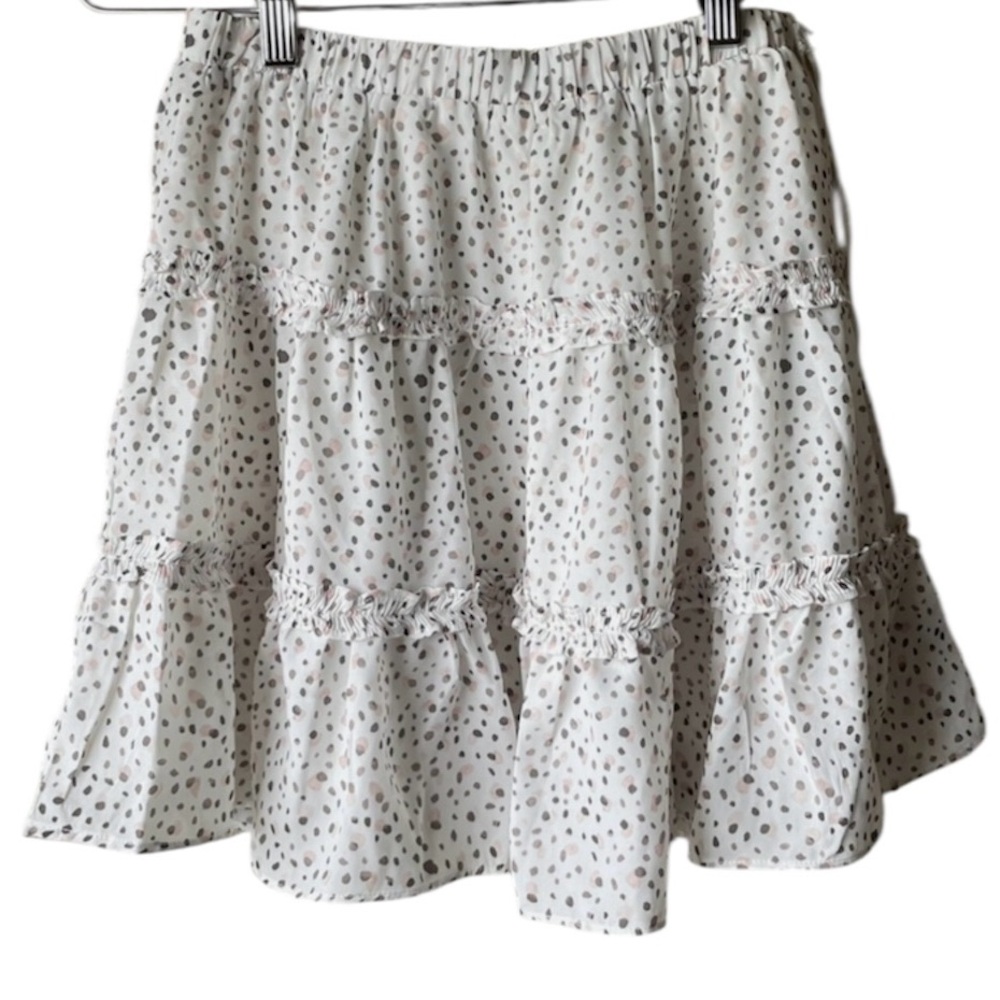 Princess Polly Cream and Gray polka dot Mini Skirt